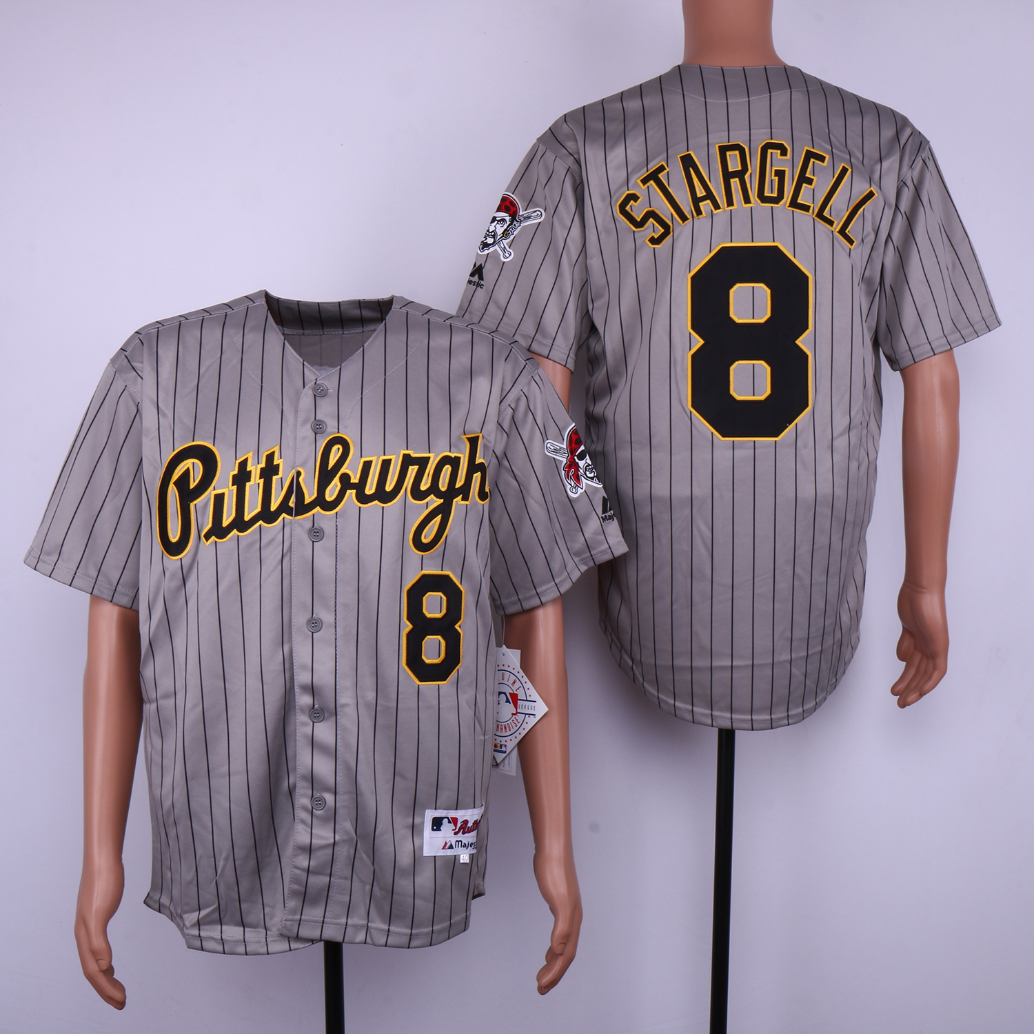 Men Pittsburgh Pirates #8 Stargell Grey stripe MLB Jerseys